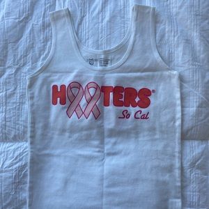White Hooters Breast Cancer Awareness Tank